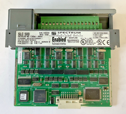 SPECTRUM CONTROL 1746SC-INI4VI 4 CHANNEL INPUT MODULE SER.D REV.1.04 SLC500 PR.A