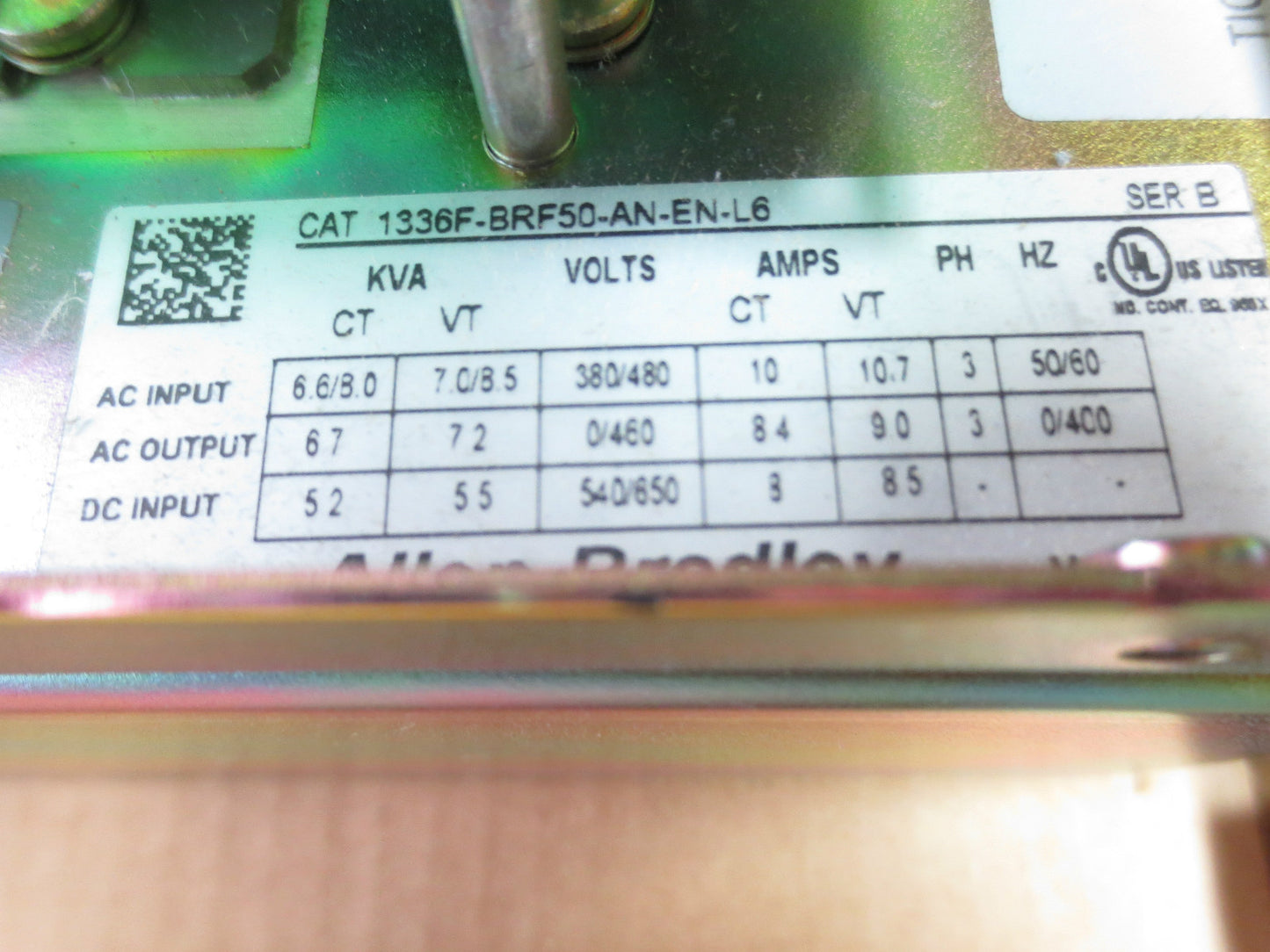 ALLEN-BRADLEY 1336F-BRF50-AN-EN-L6, Ser. B AC DRIVE, 5HP, 460V LESS MOTHERBOARD