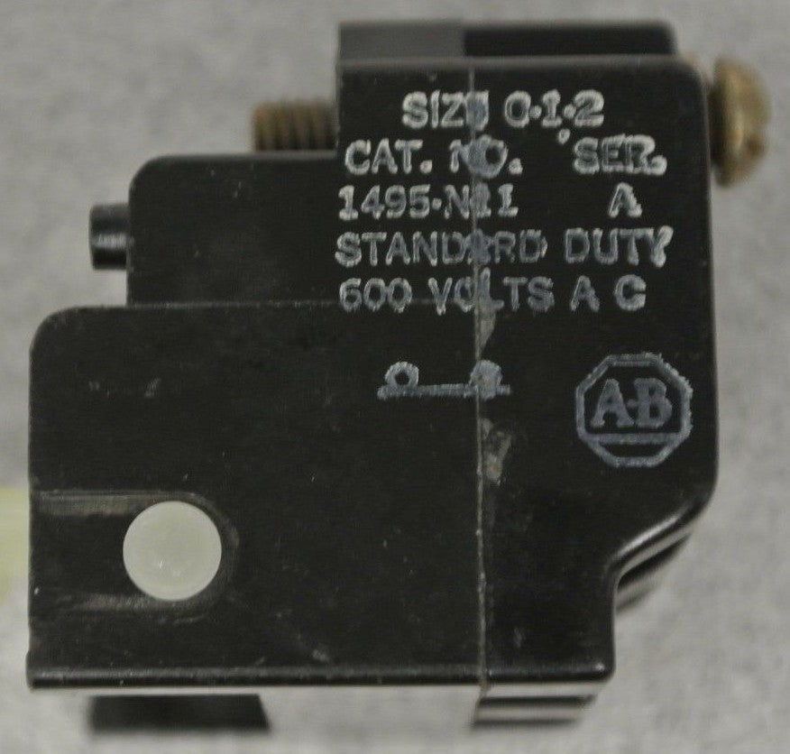 ALLEN-BRADLEY 1495-N11 / AUXILIARY CONTACT BLOCK / N.C. CONTACT / SIZE 0, 1, 2
