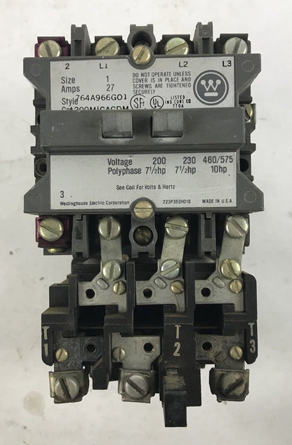 Westinghouse A200MICACDM Motor STARTER - Size 1, 27 Amp, 440/480 Volt Coil