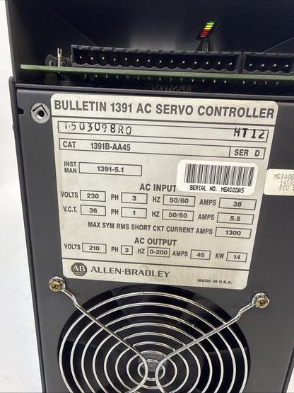 ALLEN BRADLEY 1391B-AA45 AC SERVO CONTROLLER SERIES D 230V 3PH 50/60HZ