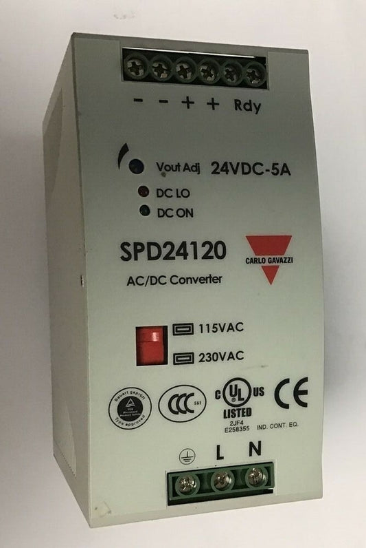 CARLO GAVAZZI SPD2120 AC/DC CONVERTER 24VDC-5A 115/230VAC 47-63HZ 2.8/1.4A 120W