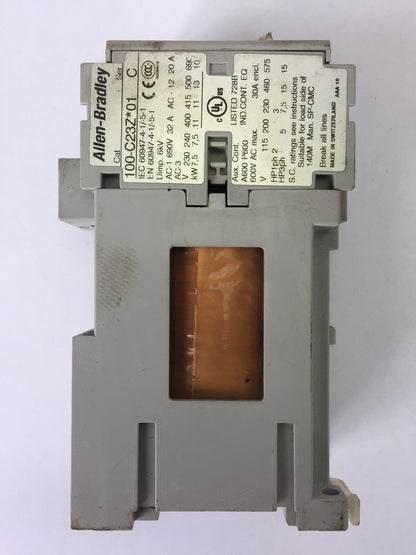 ALLEN BRADLEY 100-C23Z*01 CONTACTOR 600VAC 15HP 30A COIL 24VDC