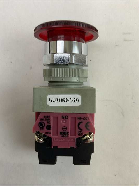 IDEC AVLW49902D-R-24V RED ILLUMINATED TWIST PUSH BUTTON EMERGENCY STOP