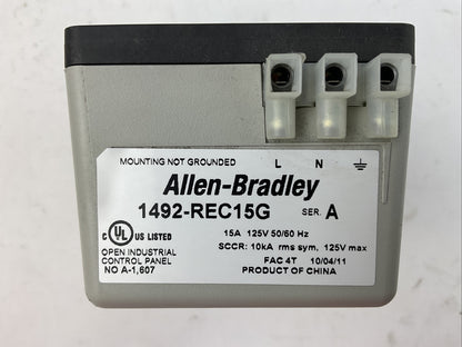 ALLEN BRADLEY 1492-REC15G GFCI RECEPTACLE 15A 125V 50/60HZ SER A