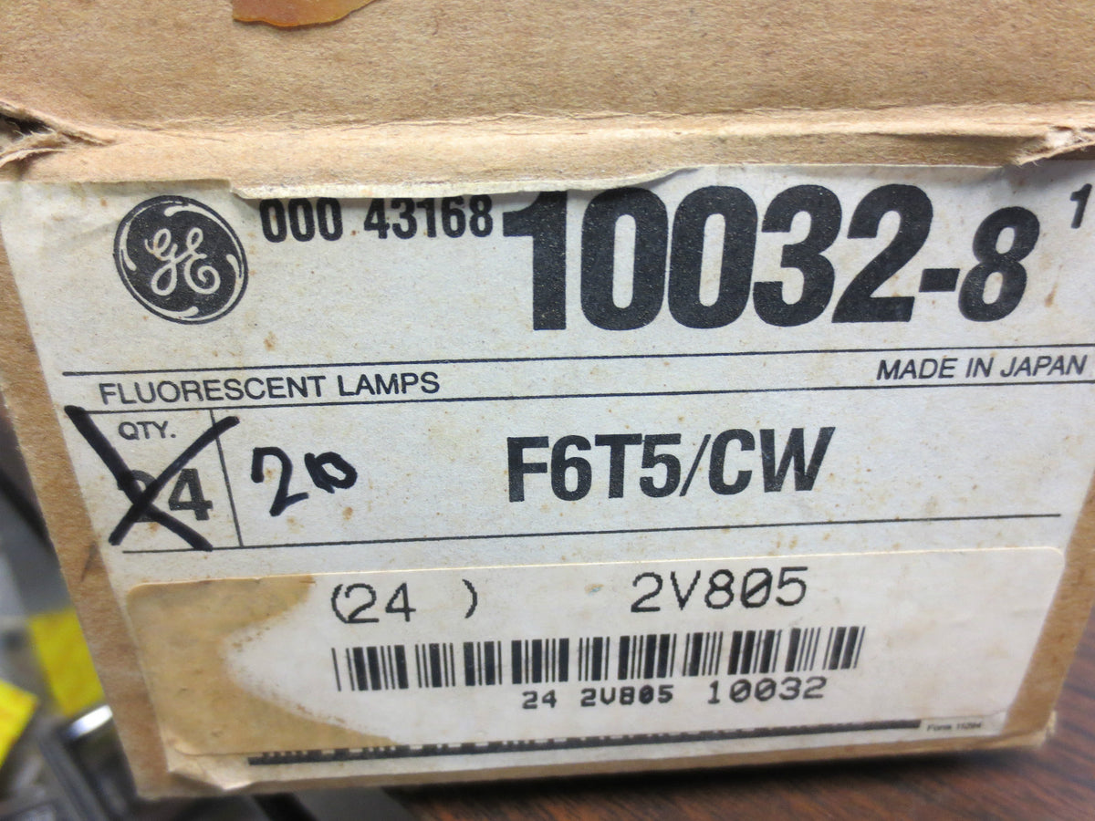 GENERAL ELECTRIC F6T5/CW, 10032-8, 2V805 FLUORESCENT BULBS - 20 LEFT IN BOX