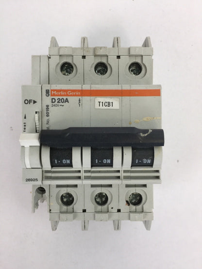 MERLIN GERIN 60196 CIRCUIT BREAKER 240VAC 20A