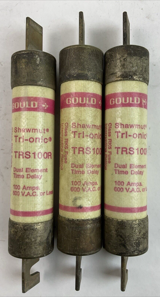 GOULD SHAWMUT TRS100R TRI-ONIC DUAL ELEMENT FUSE 100AMP 600VAC (LOT OF 3)