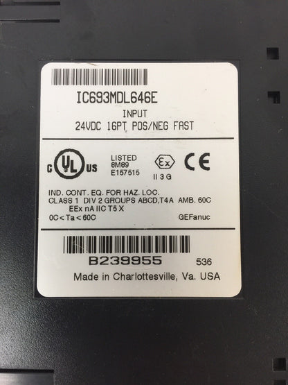 GE FANUC IC693MDL646E INPUT MODULE 24VDC 16PT POS/NEG FAST