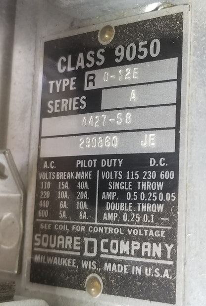 Pneumatic timer relay 9050 RO-12E Square D 1 POLE 15 AMP 110V