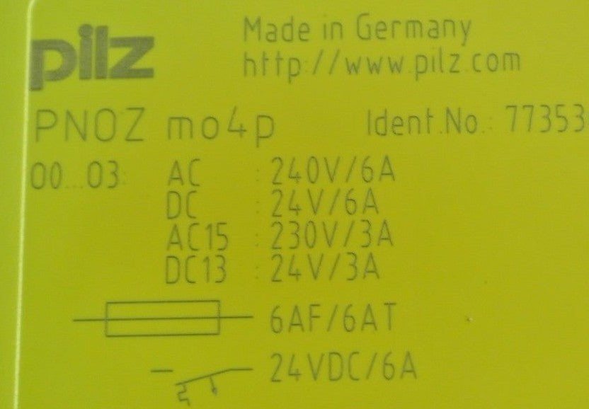 PILZ PNOZ mo4p - RELAY EXPANSION MODULE - 240VAC, 6A -- 24VDC, 6A