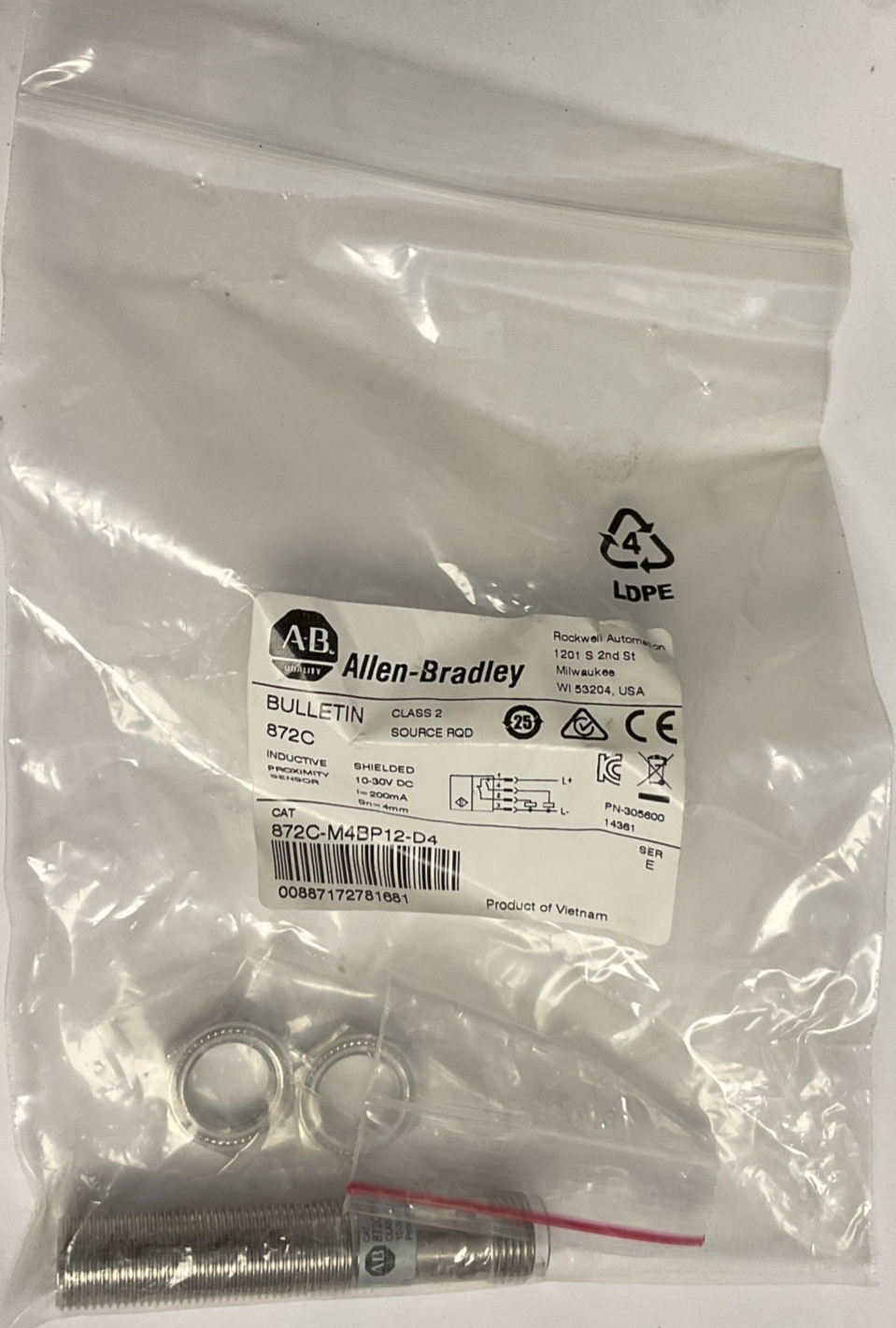 ALLEN BRADLEY 872C-M4BP12-D4 PROXIMITY SENSOR SER.E 30VDC