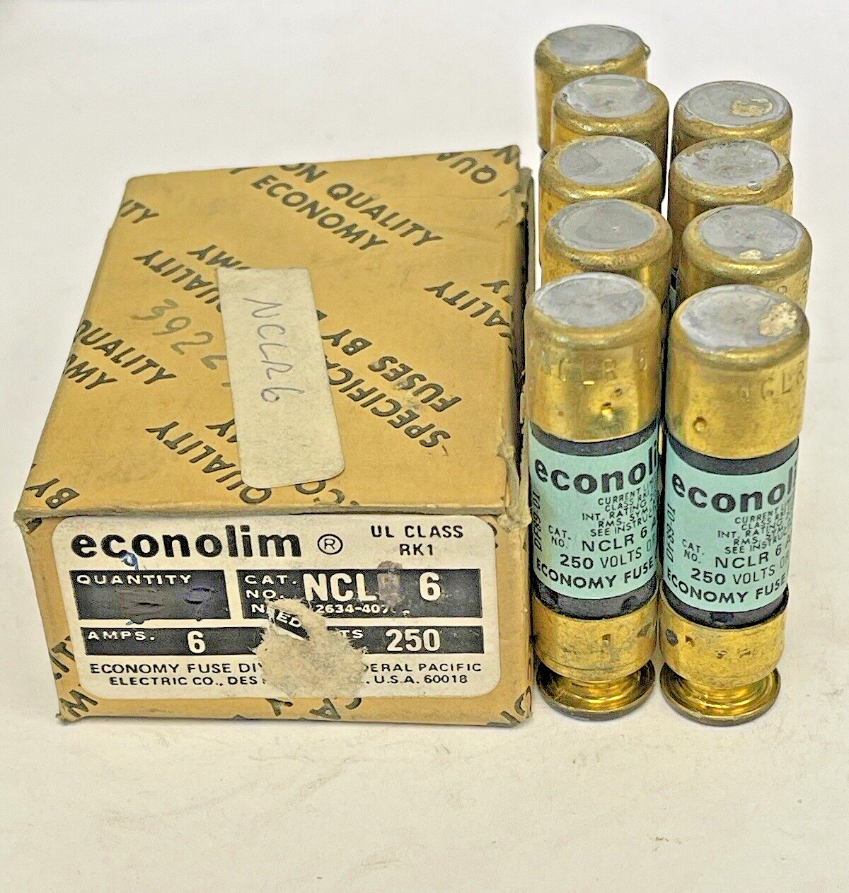 ECONOLIM *BOX OF 9* - NCLR 6 - 6 AMP, 250 VAC, CURRENT-LIMITING CLASS RK1 FUSES