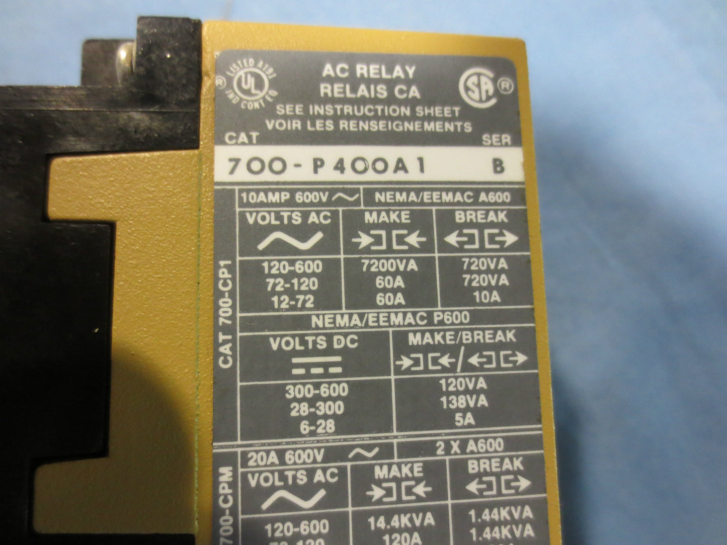ALLEN-BRADLEY 700-P400A1 Ser. B - AC RELAY