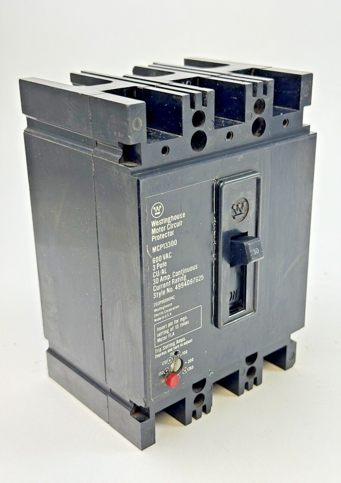 WESTINGHOUSE - MCP13300 - MOTOR CIRCUIT PROTECTOR - 3 POLE/30A/600VAC