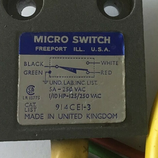 MICRO SWITCH 914CEI-3 LIMIT SWITCH 250VAC 5A
