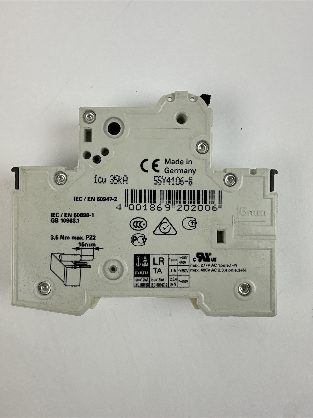 SIEMENS 5SY4106-8 CIRCUIT BREAKER 230/400VAC