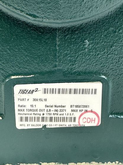DODGE 30A15L18 TIGEAR-2 RIGHT ANGLE WORM GEAR REDUCER 15:1 RATIO
