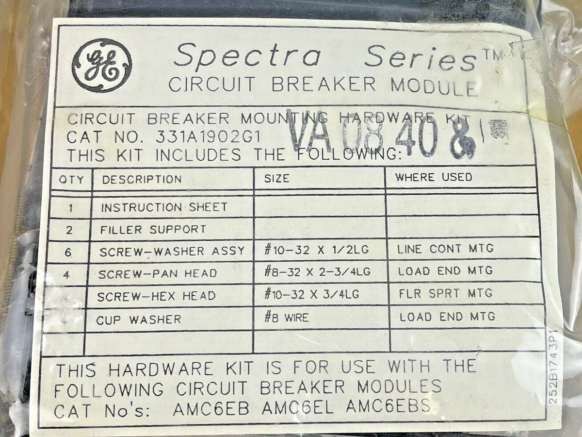GE - AMC6EB - SPECTRA SERIES CIRCUIT BREAKER MODULE WITH MOUNTING HARDWARE - NEW