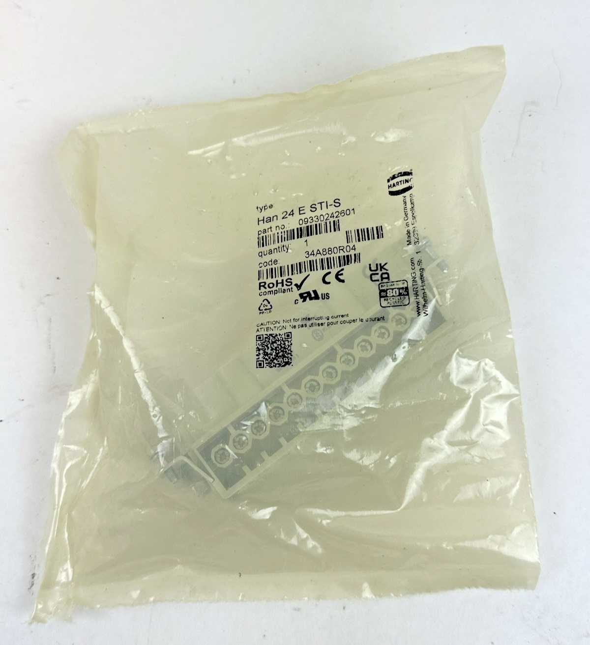 HARTING 09330242601 RECTANGULAR PLUG INSERT HAN 24ESTI-S