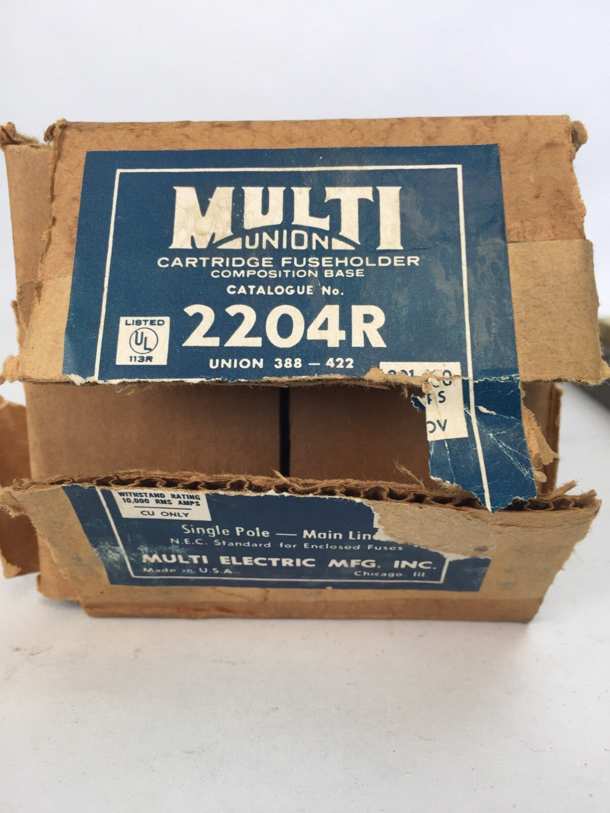 MULTI UNION 2204R CARTIDGE FUSE HOLDER COMPOSITE BASE 201-400AMPS 250V M400A