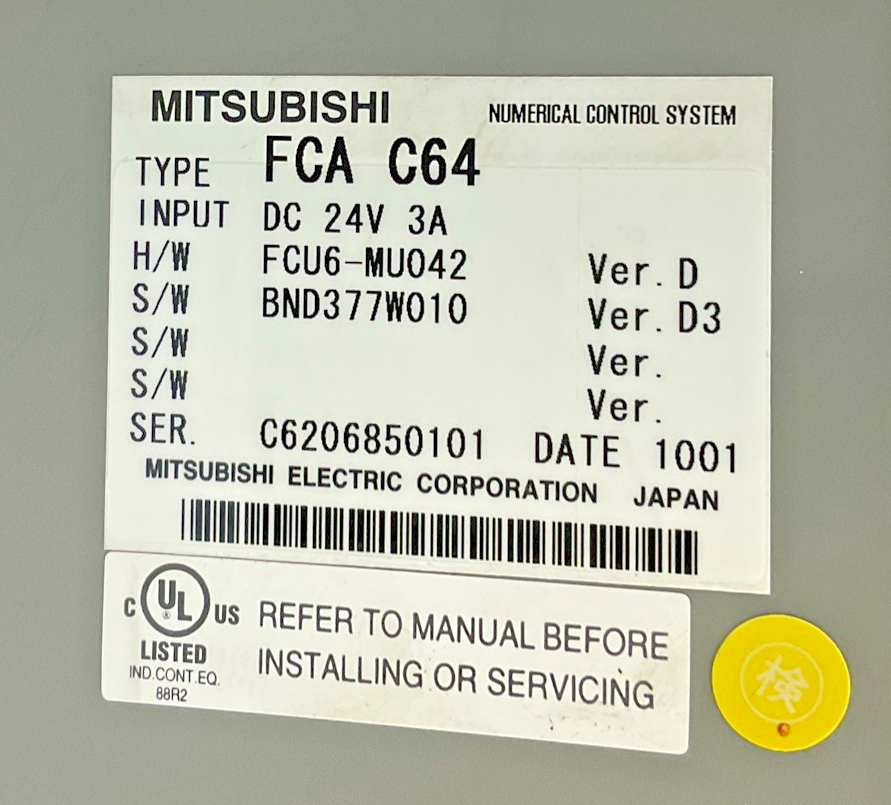 MITSUBISHI FCA C64 NUMERICAL CONTROL SYSTEM 24VDC 3A VER.D3