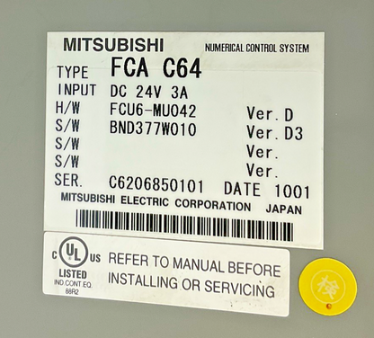 MITSUBISHI FCA C64 NUMERICAL CONTROL SYSTEM 24VDC 3A VER.D3