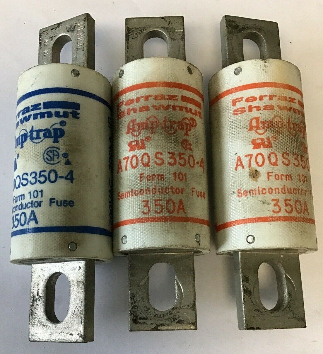 FERRAZ SHAWMUT A70QS350-A AMP TRAP FUSE FORM101 350A 700VAC/DC***LOTOF3***