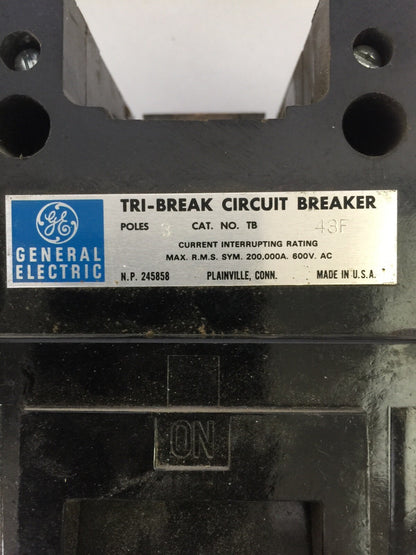 GE TB43F TRI-BREAK CIRCUIT BREAKER 600VAC 400A TRIP A6KA CURRENT LIMITING FUSES