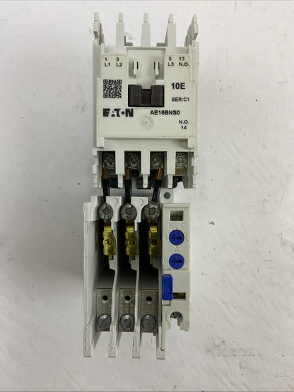 EATON STARTER AE16BNS0 600VAC 10A 3PH 7.5HP 3POLE COIL 120V C306DN3 NO HEATERS