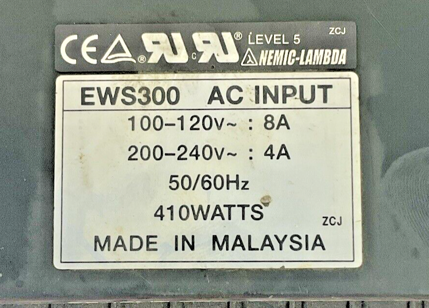NEMIC-LAMBDA EWS300 POWER SUPPLY 410WATTS 50/60HZ 240VAC 8A