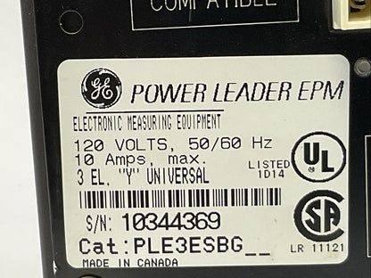 GE GENERAL ELECTRIC PLE3ESBG POWER LEADER EPM 120V 10AMP ELECTRONIC POWER METER