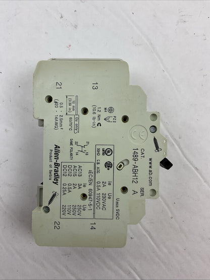 ALLEN BRADLEY 1489-A1C100 SER A CIRCUIT BREAKER 277VAC 10A 1489-ABH12(LOT OF  3)
