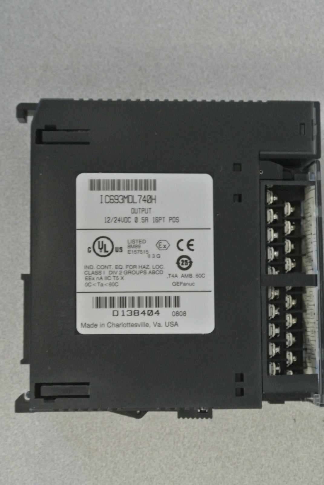 GE FANUC IC693MDL740H - OUTPUT MODULE - 12/24VDC, 0.5A, 16PT, POS