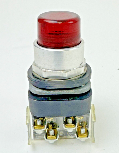 ALLEN-BRADLEY - 800T-QAH2R SER. U - RED ILLUMINATED PUSH BUTTON W/ BLOCK