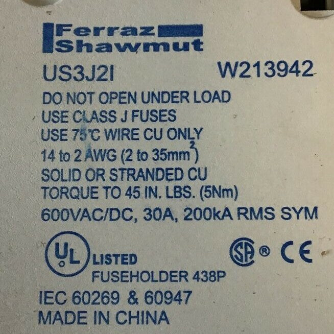 FERRAZ SHAWMUT US3J2I 2 POLE FUSE HOLDER *LOTOF2*