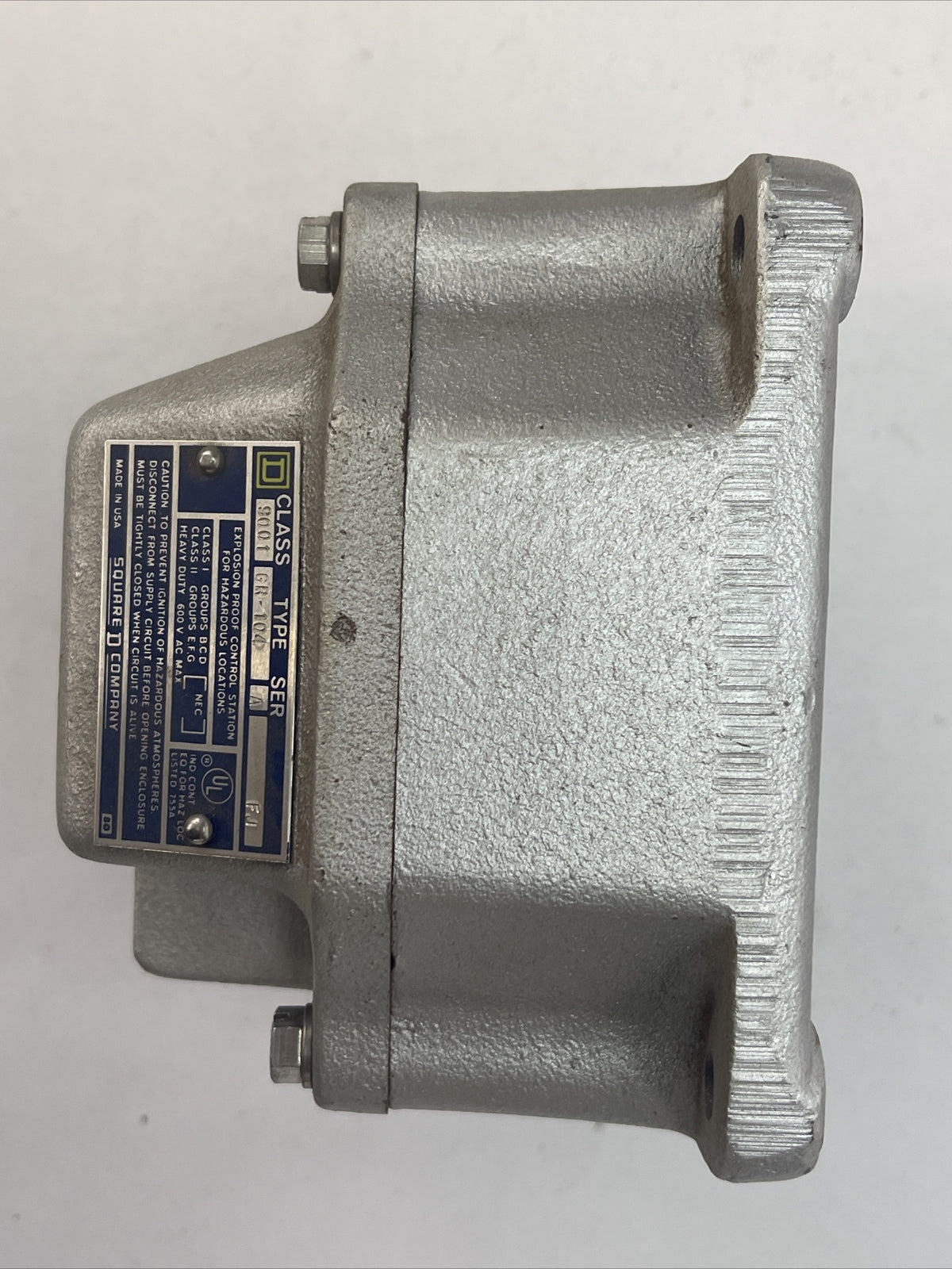 SQUARE D CLASS 9001 TYPE GR-104 SER A PUSHBUTTON RESET STATION 600VAC