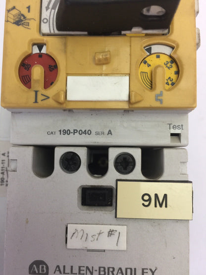 ALLEN BRADLEY MOTOR STARTER 190-P040 SER A 190-MN SER A 190-A40 SER B COIL 120V