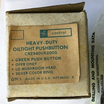 GENERAL ELECTRIC CR2940UK200G GREEN PUSHBUTTON LG MUSHROOM HEAD