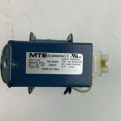 MTE DCA000204 DC LINK CHOKE DRY TYPE 50.0mH 2ADC TYPE RB HIPOT 3600VAC
