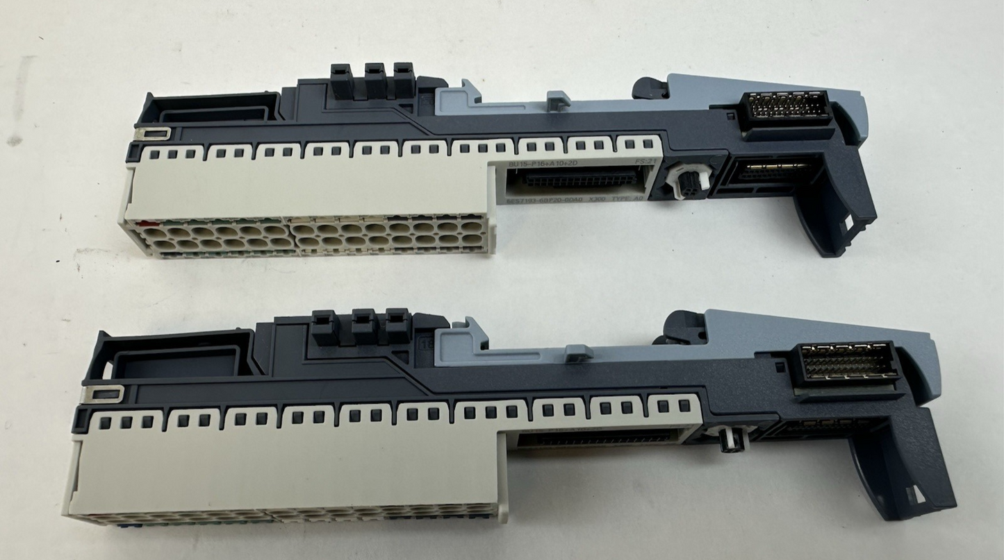 SIEMENS 6ES7193-6BP20-0DA0 SIMATIC ET 200SP BASE UNIT BU15-P16+A10+2D LOT OF 2