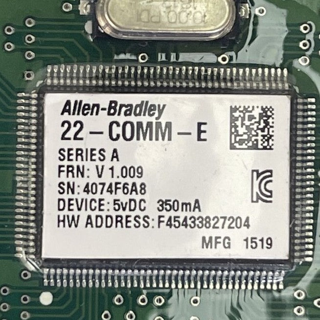 ALLEN BRADLEY 22-COMM-E POWER FLEX ETHERNET/IP ADAPTOR 5VDC 350mA FRN V 1.009