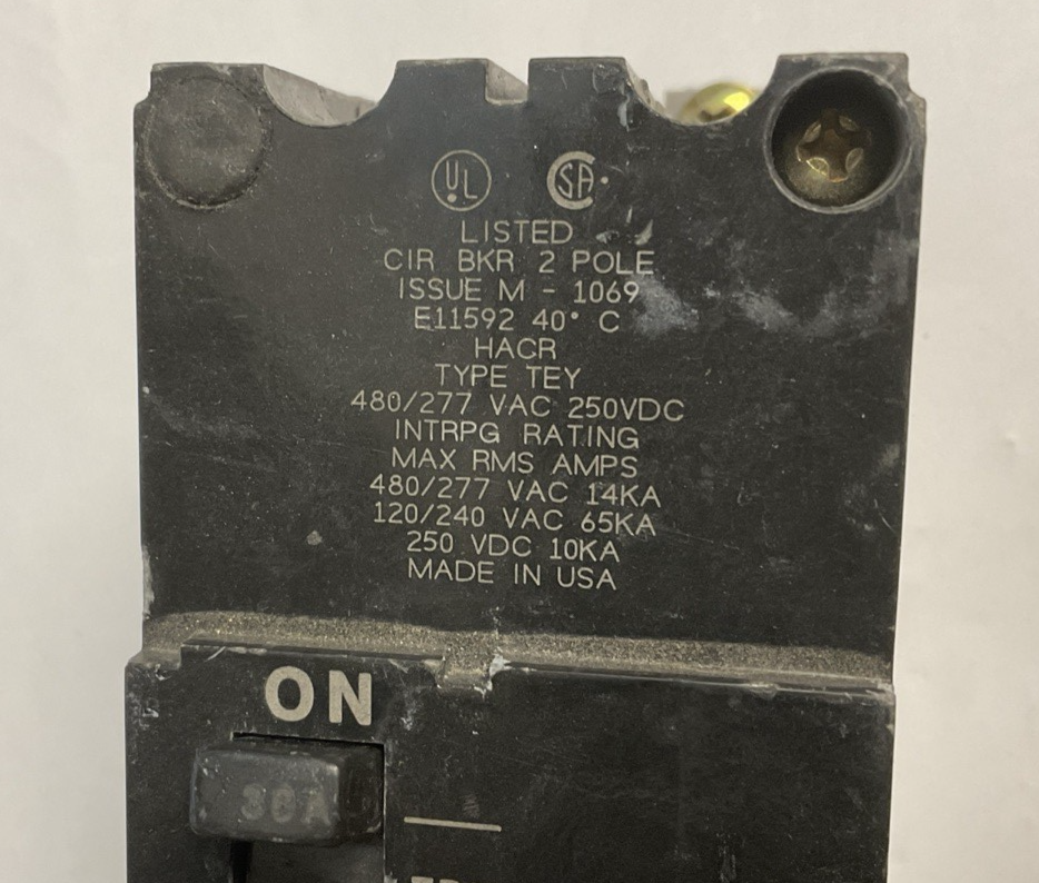 GE TEY230 CIRCUIT BREAKER 30A 480VAC 2POLE 250VDC