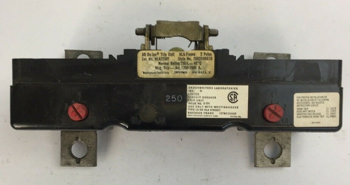 WESTINGHOUSE HLA2250T TRIP UNIT 250AMP 2POLE MAG TRIP ADJ 1250-2500A 2602D98G10