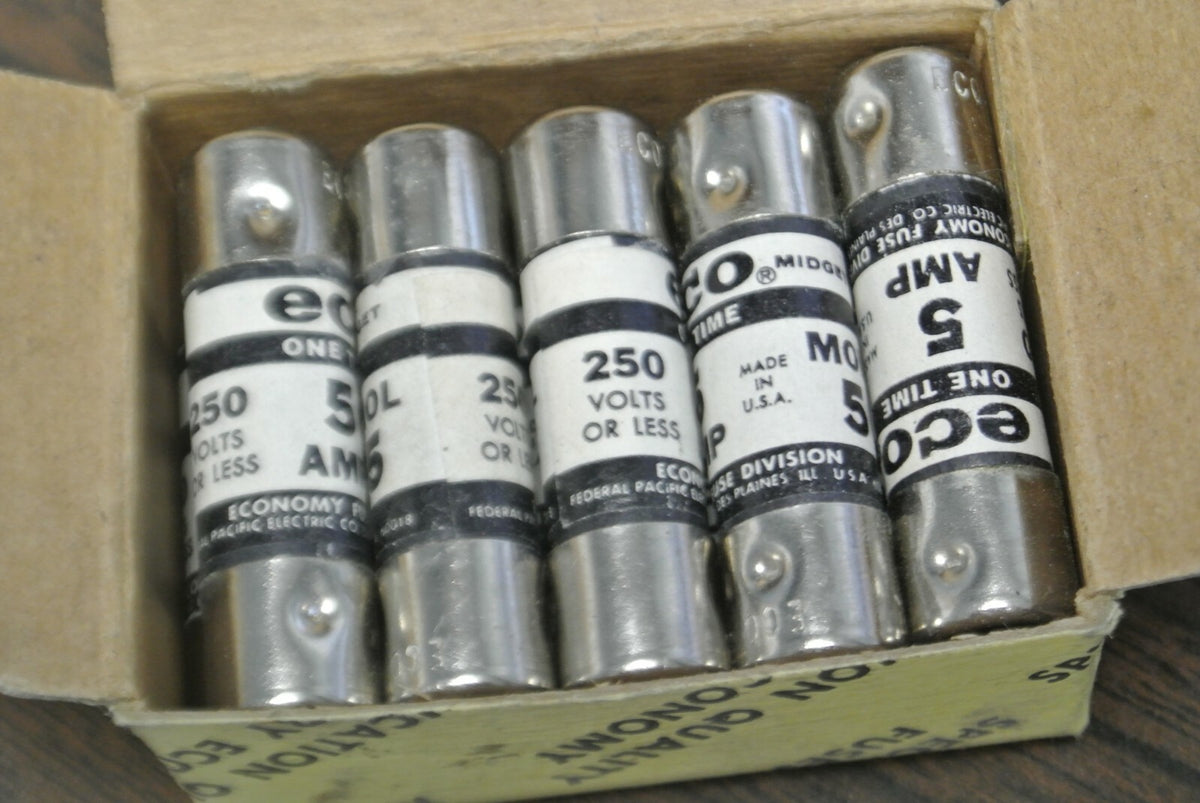 BOX of 10 / ECONOMY / ECO / FPE MOL-5 MIDGET FUSE / 5A / 250V