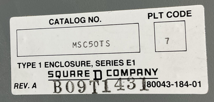 SQUARE D MSC50TS BREAKER PANELBOARD TYPE 1 SER E1 200A 120/240V 150AMP MAIN
