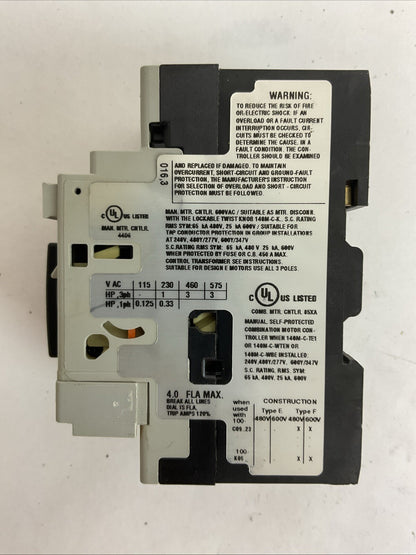 ALLEN BRADLEY 140M-C2E-B40 SER C MOTOR CIRCUIT BREAKER 2.5-4.0A 140M-C-AFA11