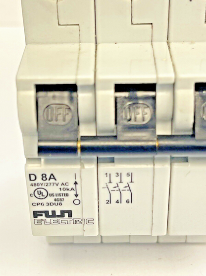 FUJI - CP6 3DU8 -8A MANUAL MOTOR CONTROLLER - 480/277 VAC & CP6 H1U AUX CONTACT