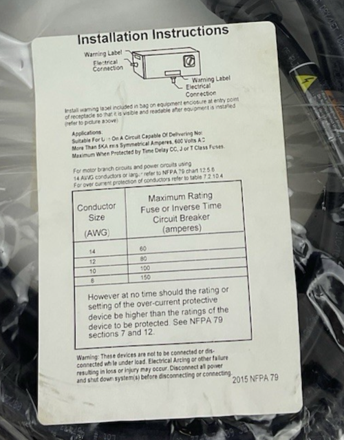 RKMC 42-4M/S4000 Power Cordset – Connection Cable