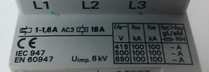 ALLEN BRADLEY 140-MN-0160, MANUEL MOTOR STARTER/ CIRCUIT BREAKER, 3PH, 600V,2.5A